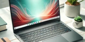 노트북이 책상위에 펼쳐져있음